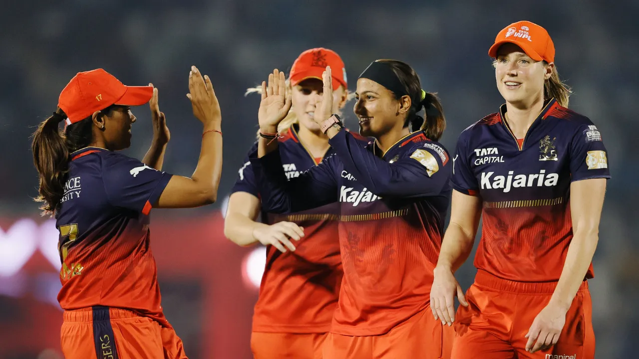  RCB players celebrate a wicket Photograph: (X (@wplt20)) 
