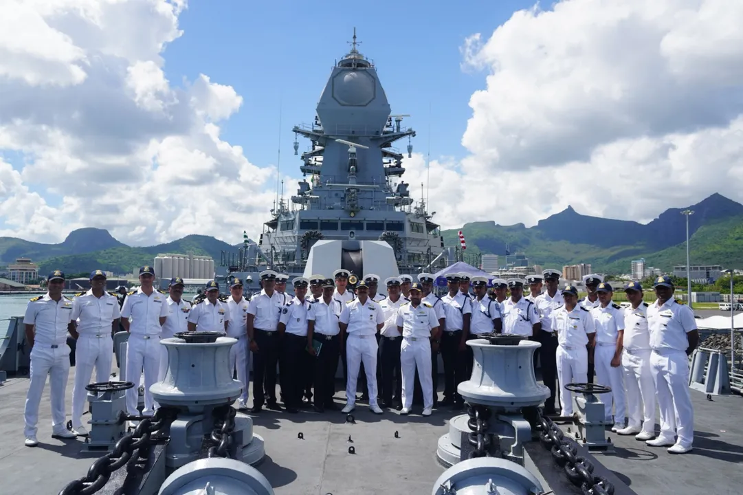  Indian Naval Ship Imphal makes her maiden port call at Port Louis to participate in the 57th Mauritius National Day celebrations on 12th March 2025 