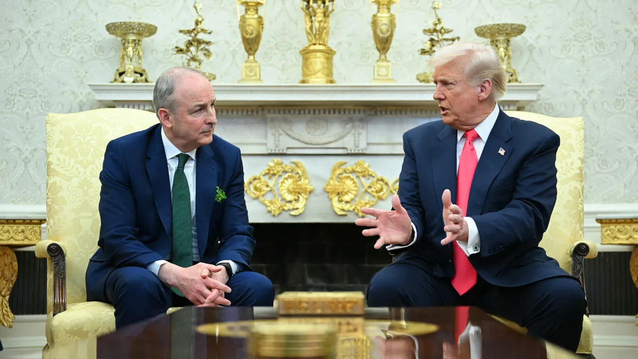  US President Donald Trump meets with Irish Prime Minister Micheal Martin in the Oval Office of the White House in Washington, DC, on March 12, 2025. Photograph: (AFP) 