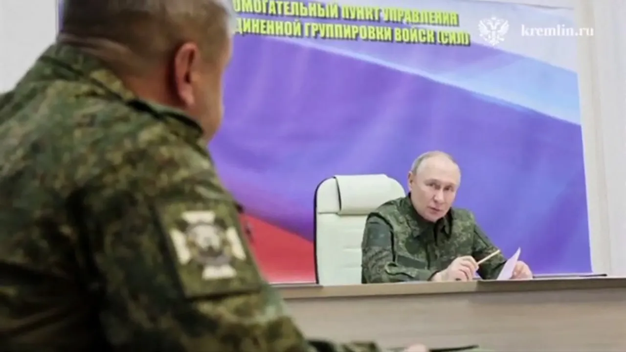  In this grab taken from a handout footage released by the Kremlin on March 12, 2025, Russia's President Vladimir Putin visits a command point for the Kursk group of troops involved in the counteroffensive in the Kursk region, amid the ongoing Russian-Ukrainian conflict. Photograph: (AFP) 