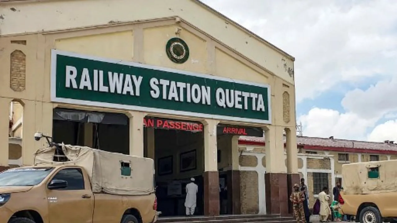  A paramilitary soldier stands guard at a railway station in Quetta on March 12, 2025. Photograph: (AFP) 