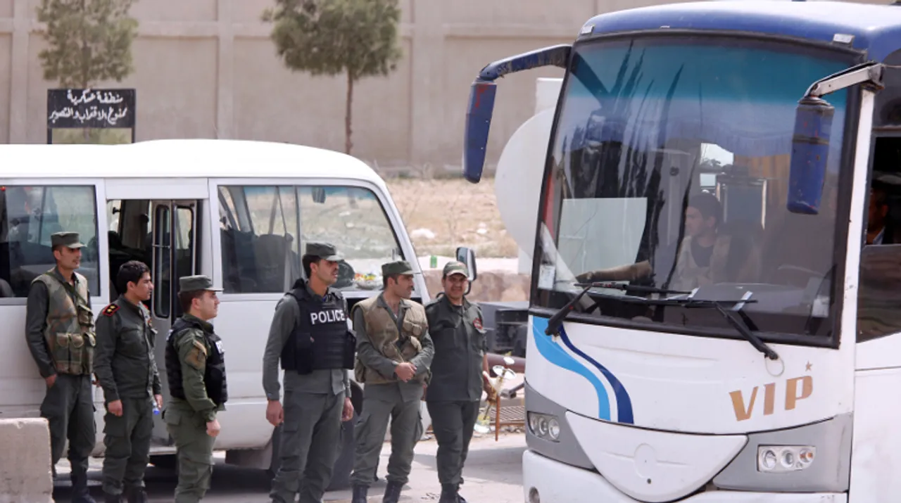  Syrian rebels buses Photograph:(Reuters) 