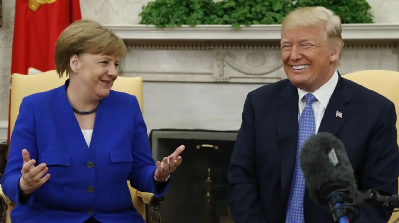  Trump Merkel Photograph:(Reuters) 