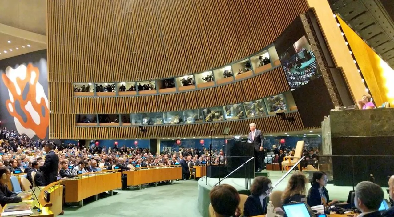  United Nations General Assembly meeting. (Image source: @UN_Spokesperson) Photograph:(X) 