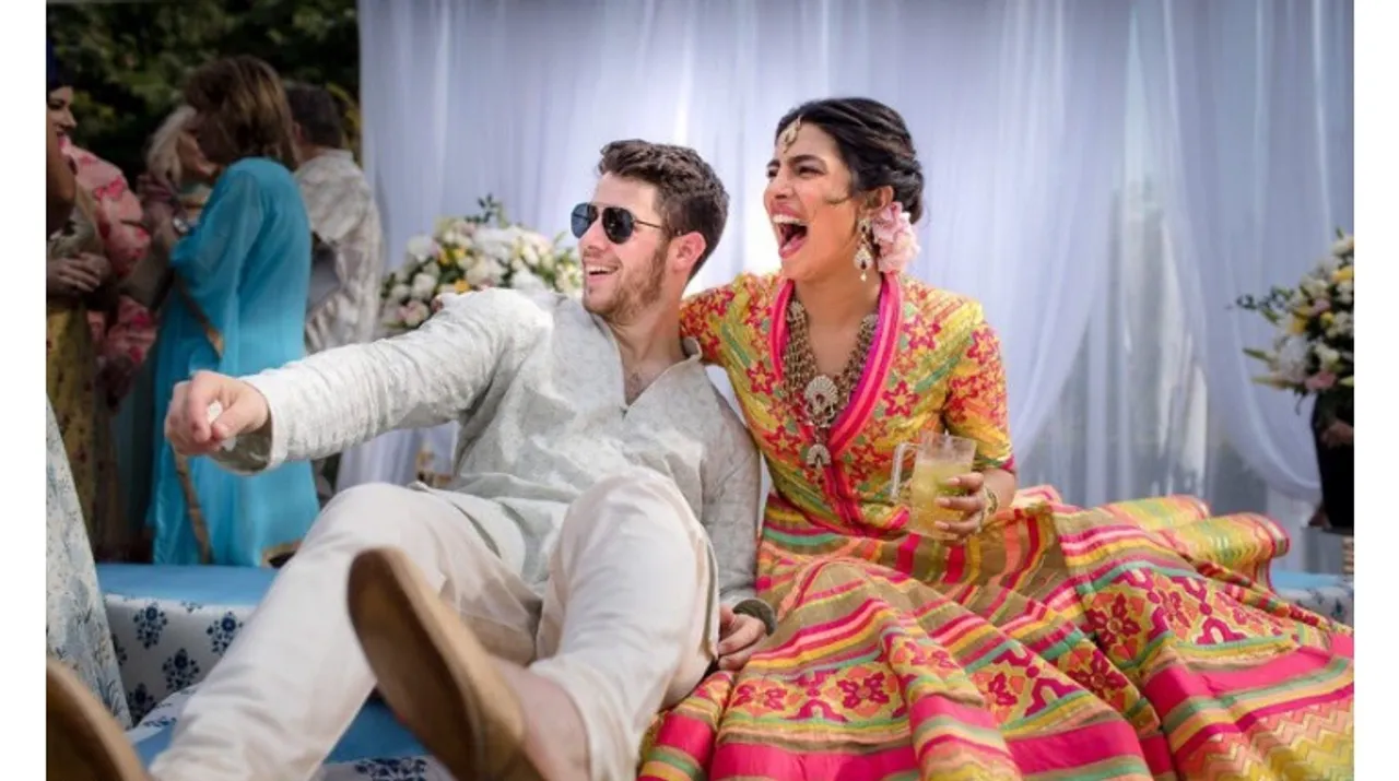  Priyanka Chopra and Nick Jonas during their Mehendi ceremony. (Image via Instagram/@PriyankaChopra) Photograph:(Instagram) 