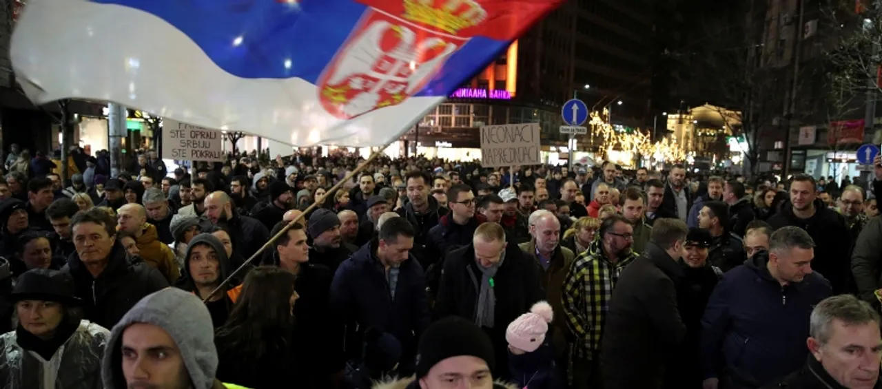  Serbia protest Photograph:(Reuters) 