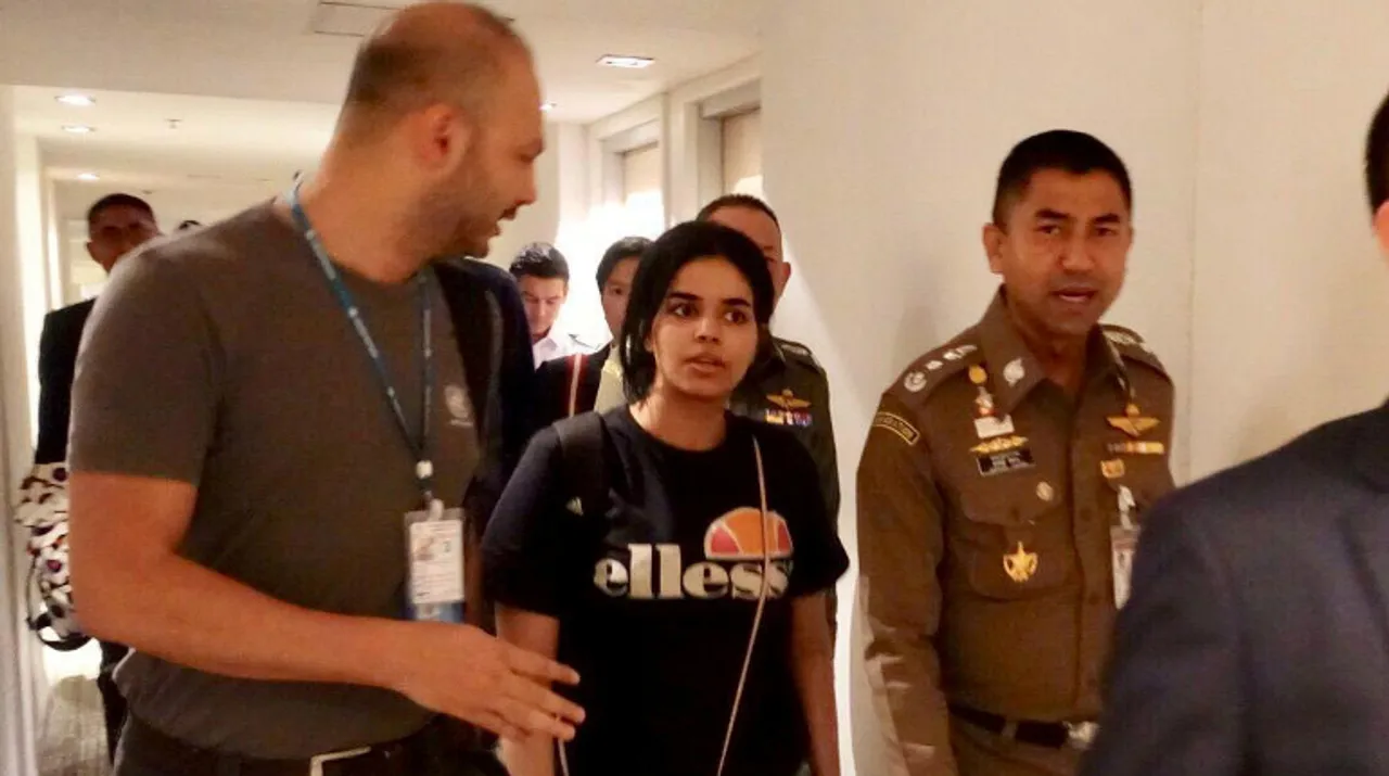  Rahaf Mohammed al-Qunun at Thailand airport Photograph:(Reuters) 