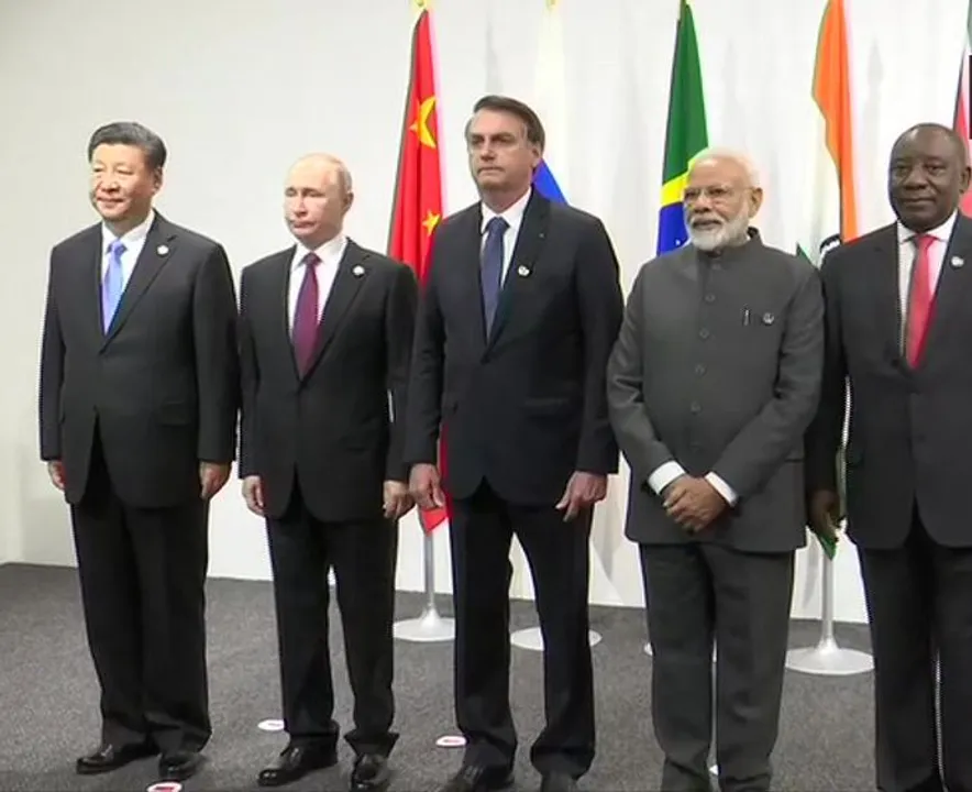  BRICS leaders ahead of informal meeting in Osaka.  Photograph:(ANI) 