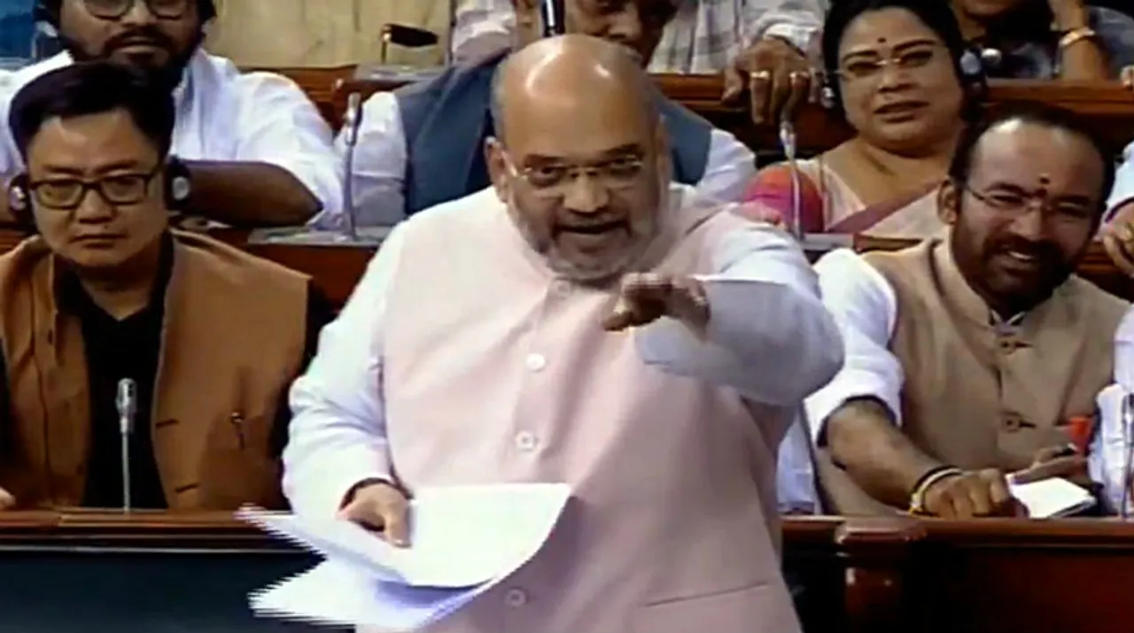  Home Minister Amit Shah speaking in Lok Sabha on Friday. Photograph:(ANI) 