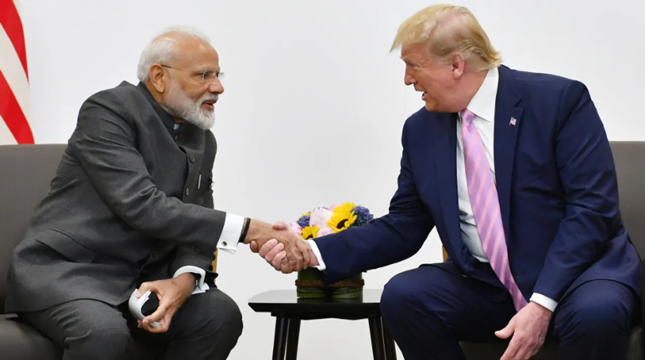  Prime Minister Narendra Modi meets Donald Trump, President of United States on the sidelines of G20 Summit in Osaka on Friday.  Photograph:(ANI) 