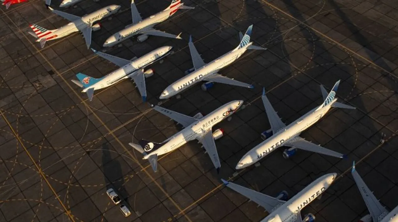  Boeing 737 MAX aeroplanes are parked at Grant County International Airport in Moses Lake, Washington Photograph:(AFP) 