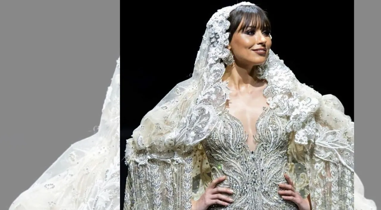 In pics World s most expensive wedding gown with 15 million worth diamonds