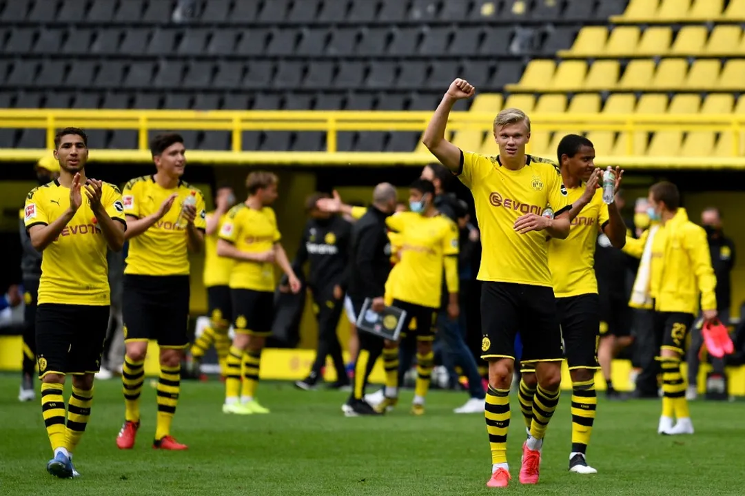  Football but not as we know it: odd sights from Bundesliga comeback Photograph:(AFP) 