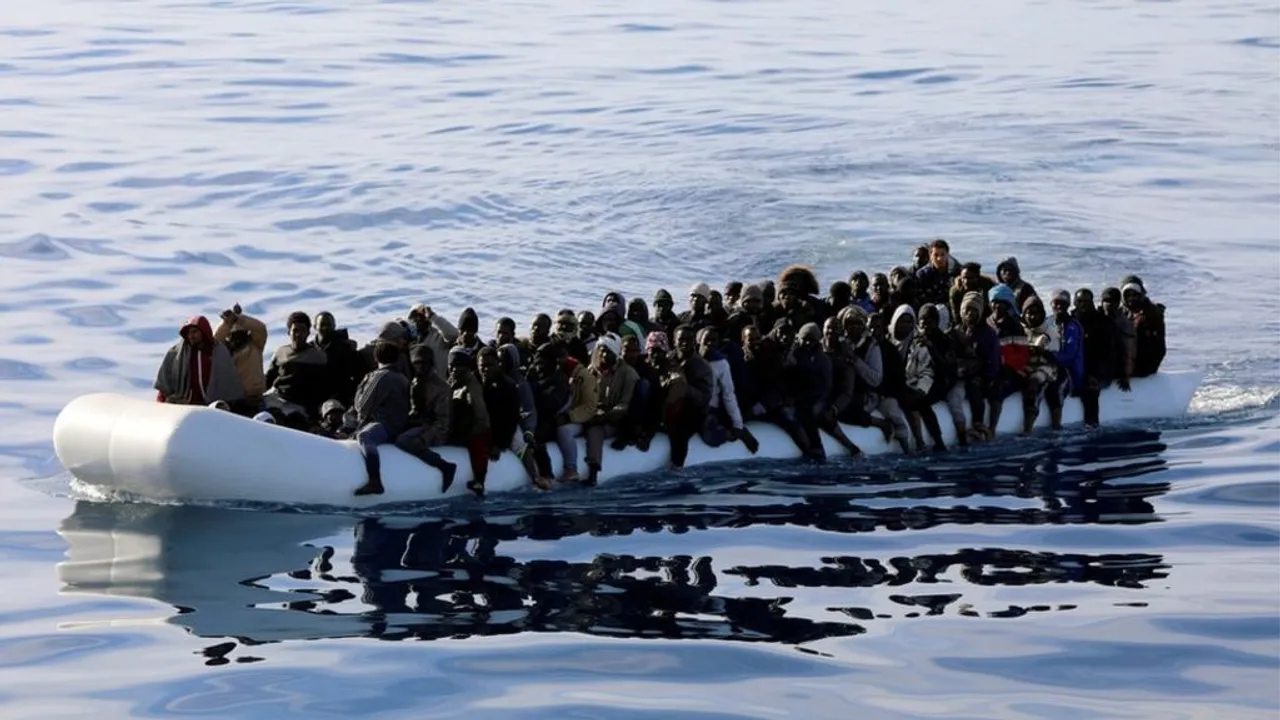  A boat containing migrants Photograph:(AFP) 