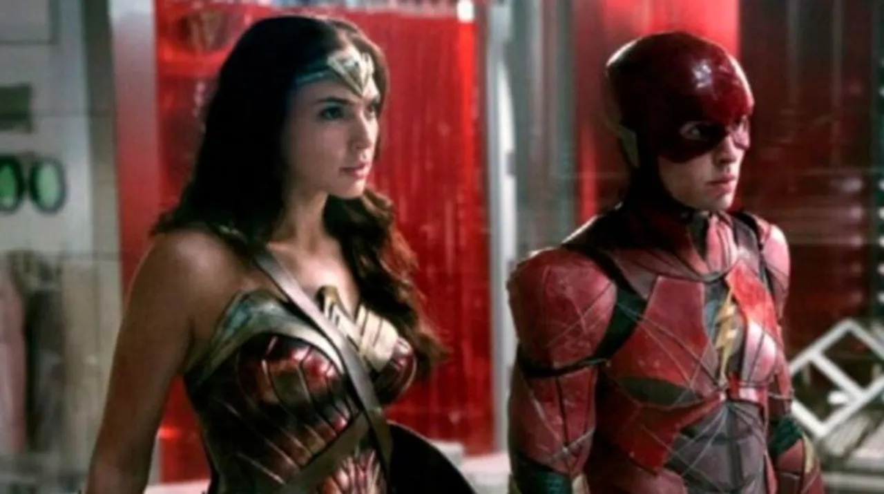  Gal Gadot and Ezra Miller as Wonder Woman and The Flash in a still from 'Justice League' Photograph:(X) 