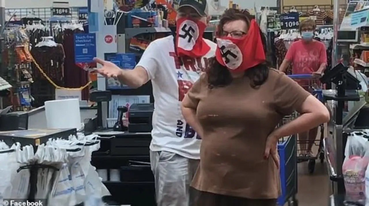  US: Walmart banned couple who came to shop wearing Nazi masks Photograph:(Facebook) 