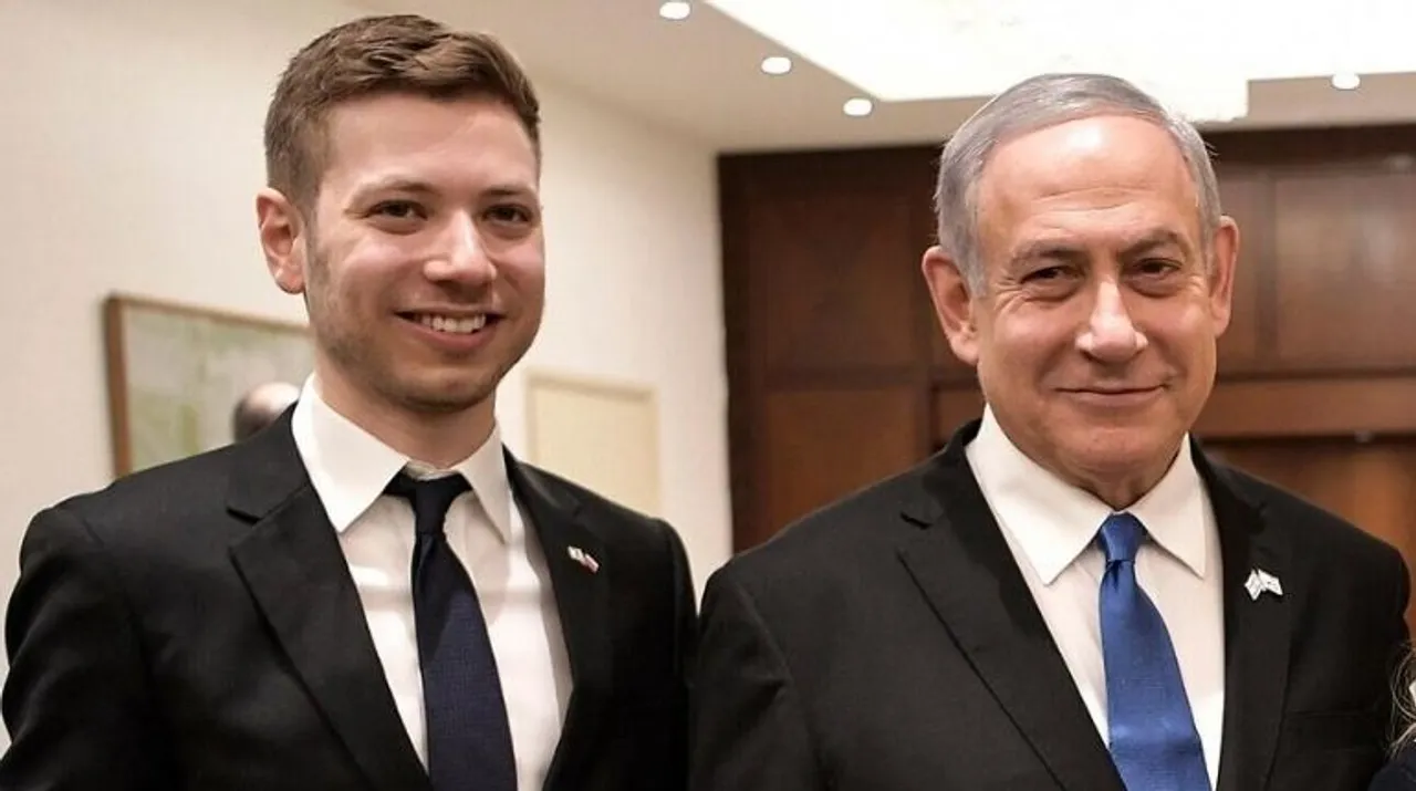  Benjamin Netanyahu with his son Photograph:(AFP) 