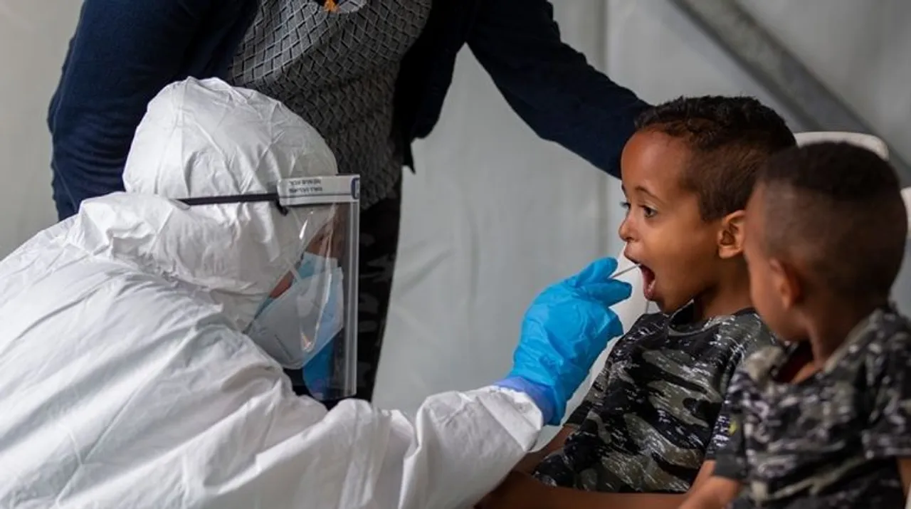  Children getting tested for symptoms of coronavirus Photograph:(AFP) 