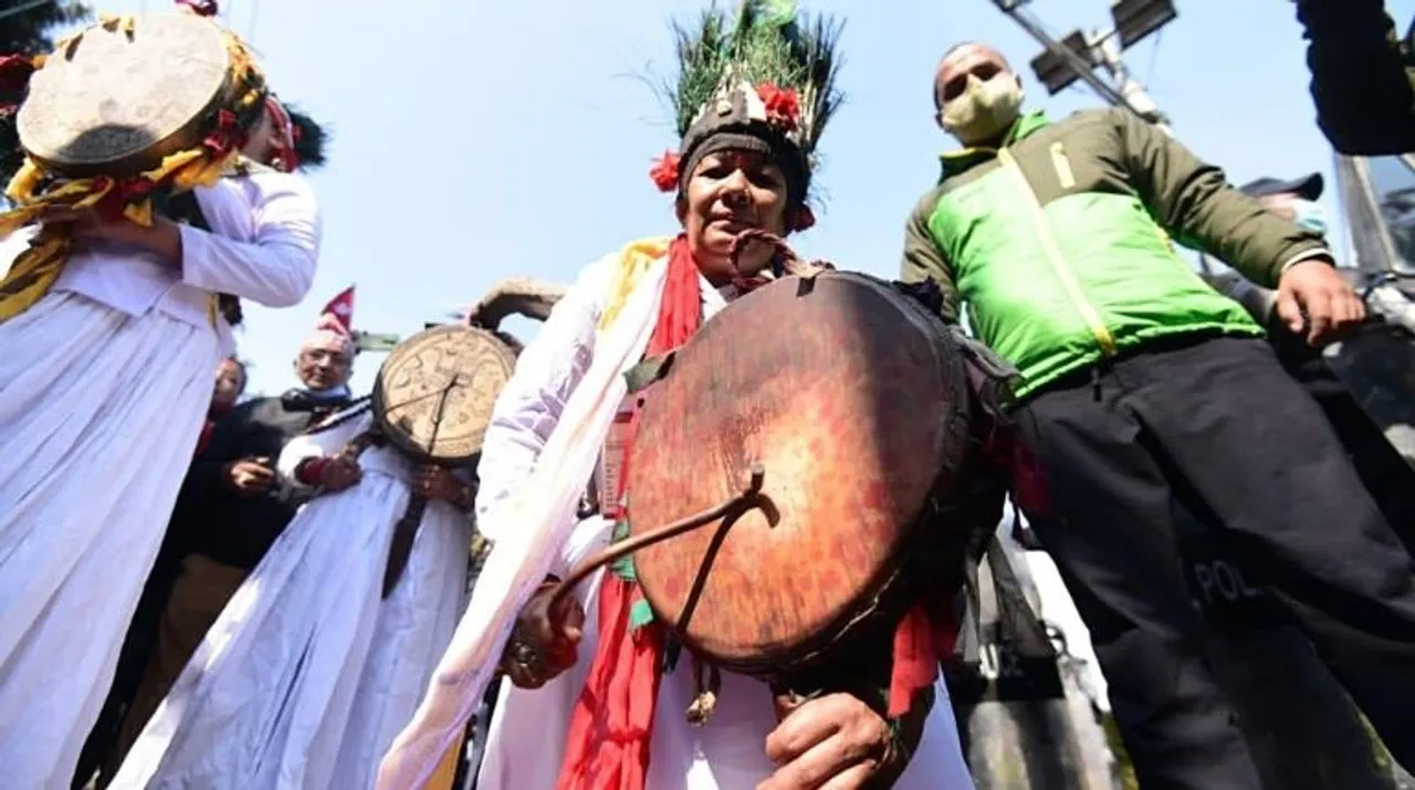  Protests in Nepal in favour of restoring monarchy Photograph:(ANI) 