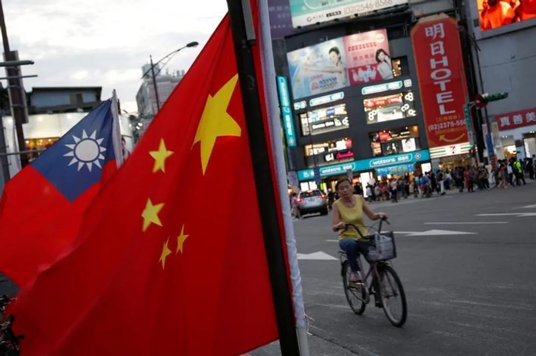  Taiwan and China national flags Photograph:(Reuters) 