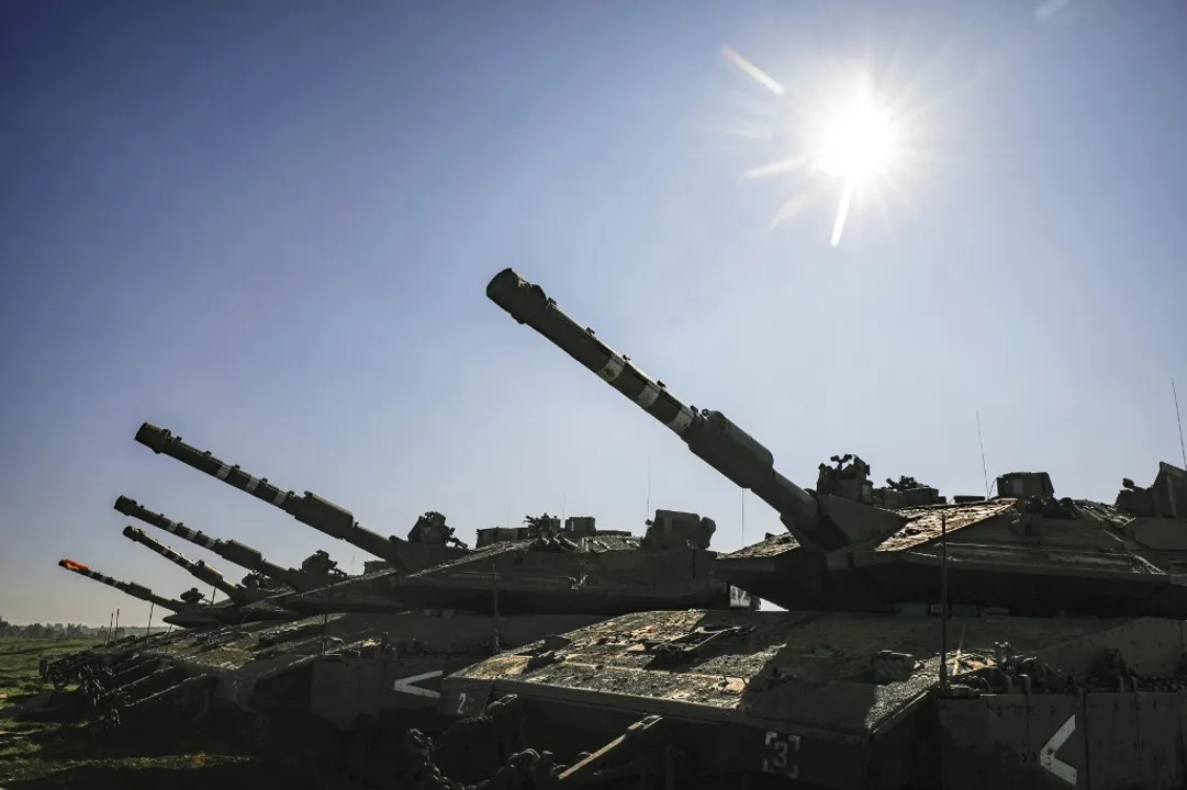 Israel tanks Photograph:(AFP) 
