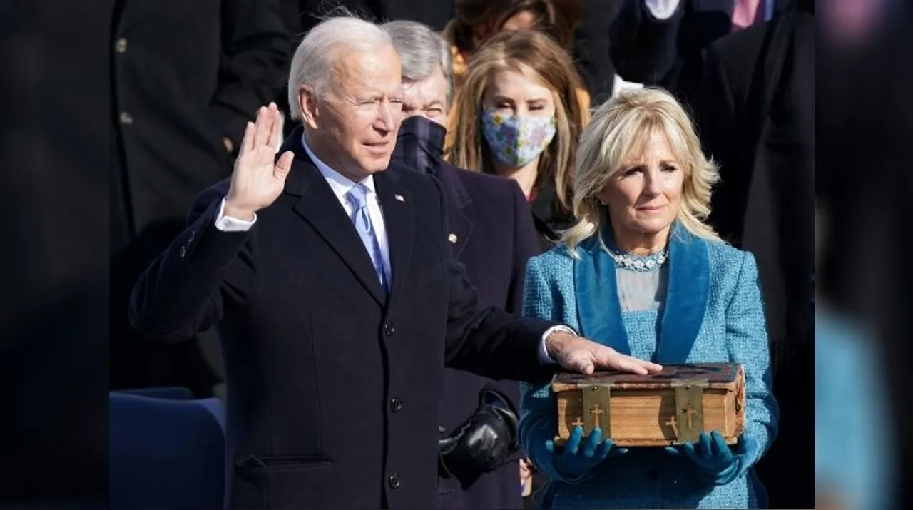  Joe Biden is sworn in as the 46th President of the United States on the West Front of the U.S. Capitol in Washington, U.S., January 20, 2021 Photograph:(Reuters) 