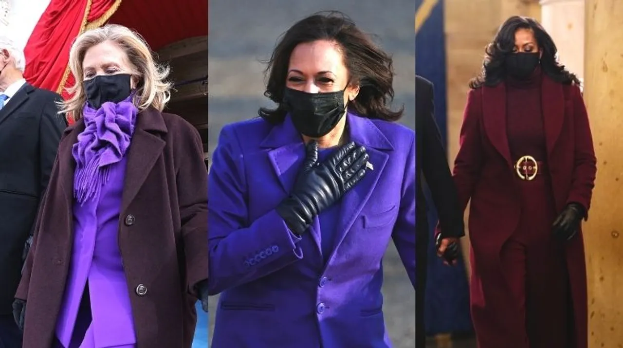  Hillary Clinton, Vice President Kamala Harris and Michelle Obama- all wore shades of purple Photograph:(AFP) 