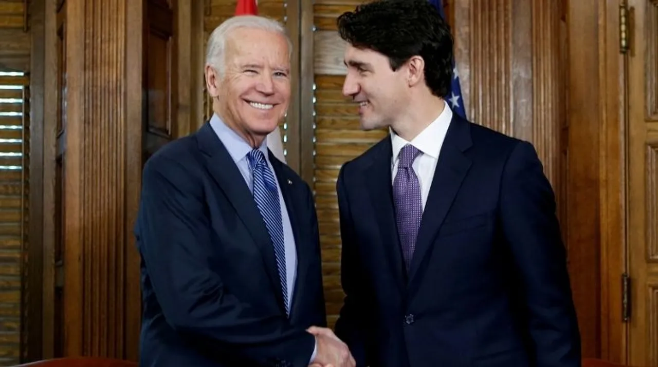  Canada's Prime Minister Justin Trudeau with President Joe Biden Photograph:(Reuters) 