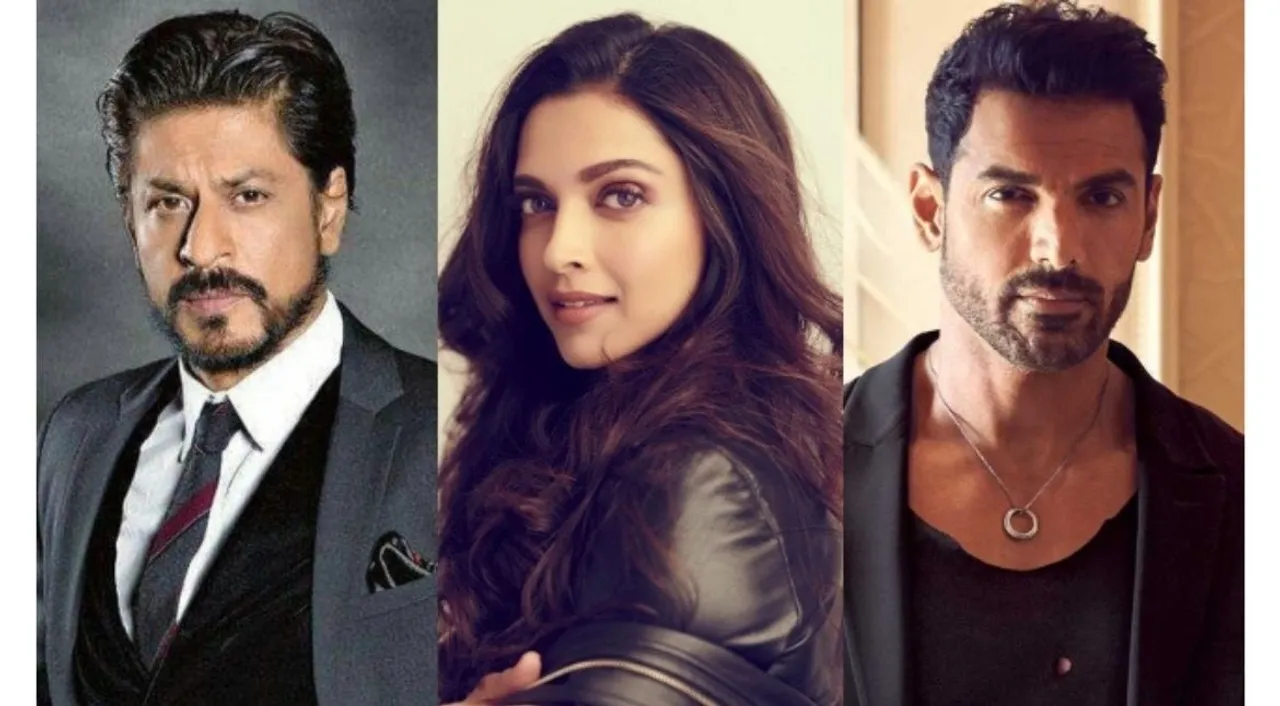  Deepika Padukone, Shah Rukh Khan and John Abraham Photograph:(X) 