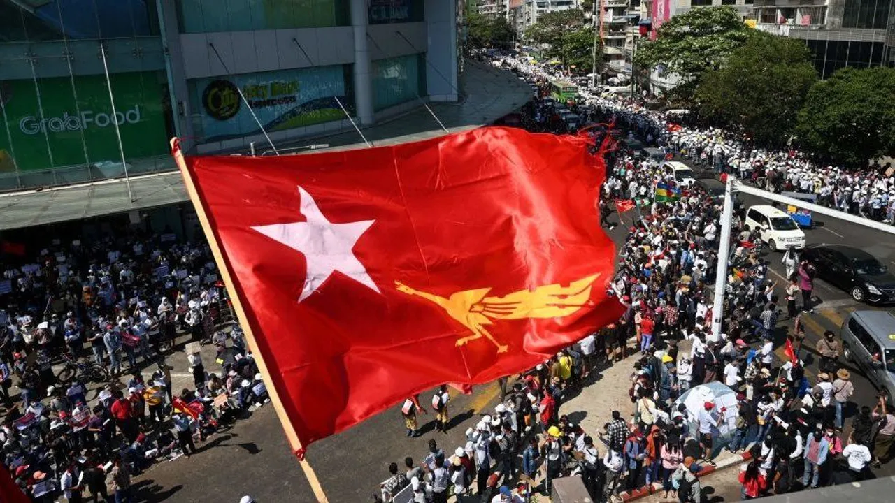  Anti-coup protests in Myanmar Photograph:(AFP) 
