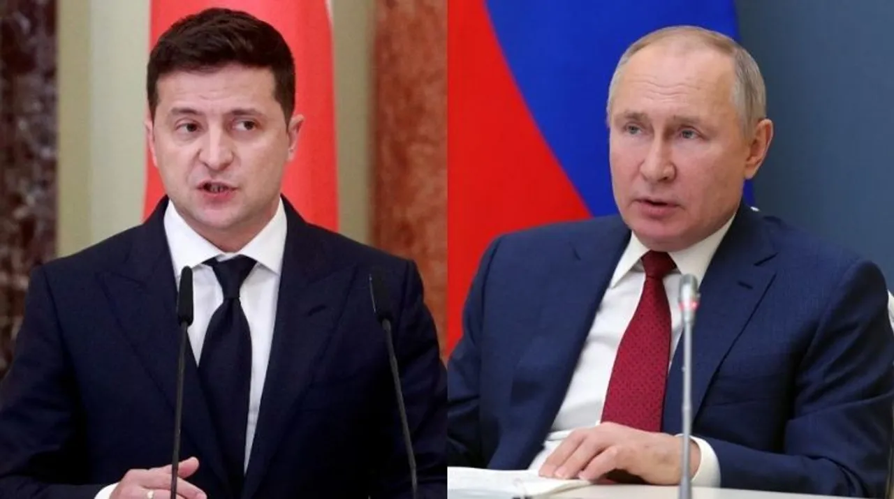  File photos of Ukraine President Volodymyr Zelensky and Russian President Vladimir Putin. Photograph:(AFP) 