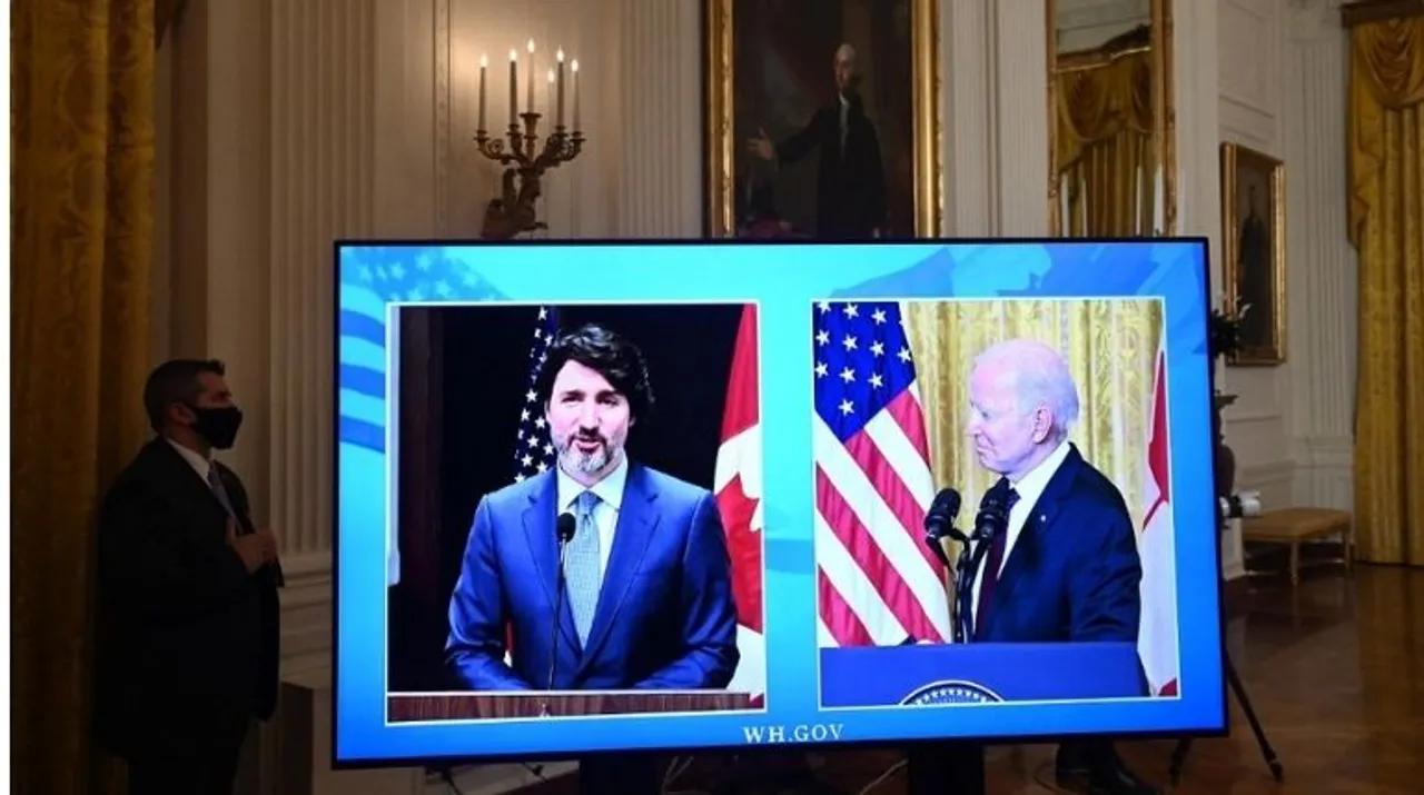  Joe Biden, Justin Trudeau's virtual meeting Photograph:(AFP) 