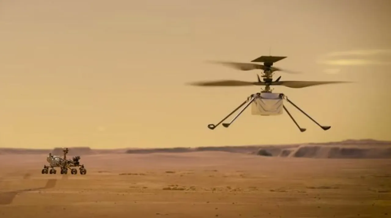  An illustration of NASAâs Ingenuity Helicopter flying on Mars (Credits: NASA/JPL-Caltech) Photograph:(X) 