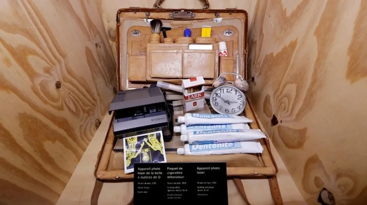  Q'S Bag Of Tricks is displayed during a press presentation of the exhibition "The Designing 007: Fifty Years of Bond Style" at the Grande Halle de la Villette in Paris, France Photograph:(Reuters) 