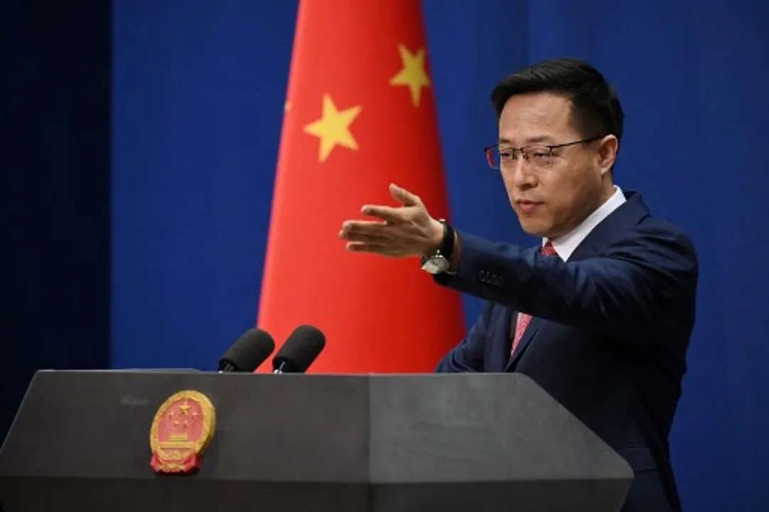  Chinese Foreign Ministry spokesman Zhao Lijian at a media briefing in Beijing  Photograph:(AFP) 
