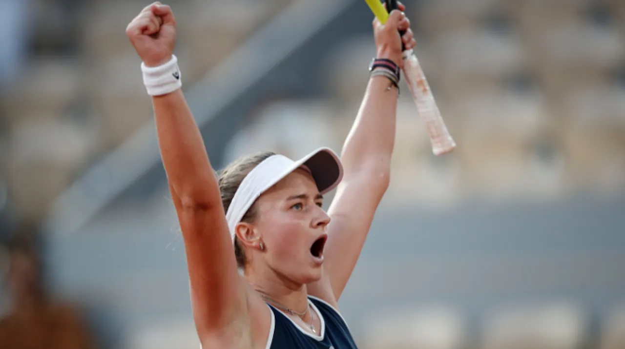  Barbora Krejcikova celebrates winning her semi final match  Photograph:(Reuters) 