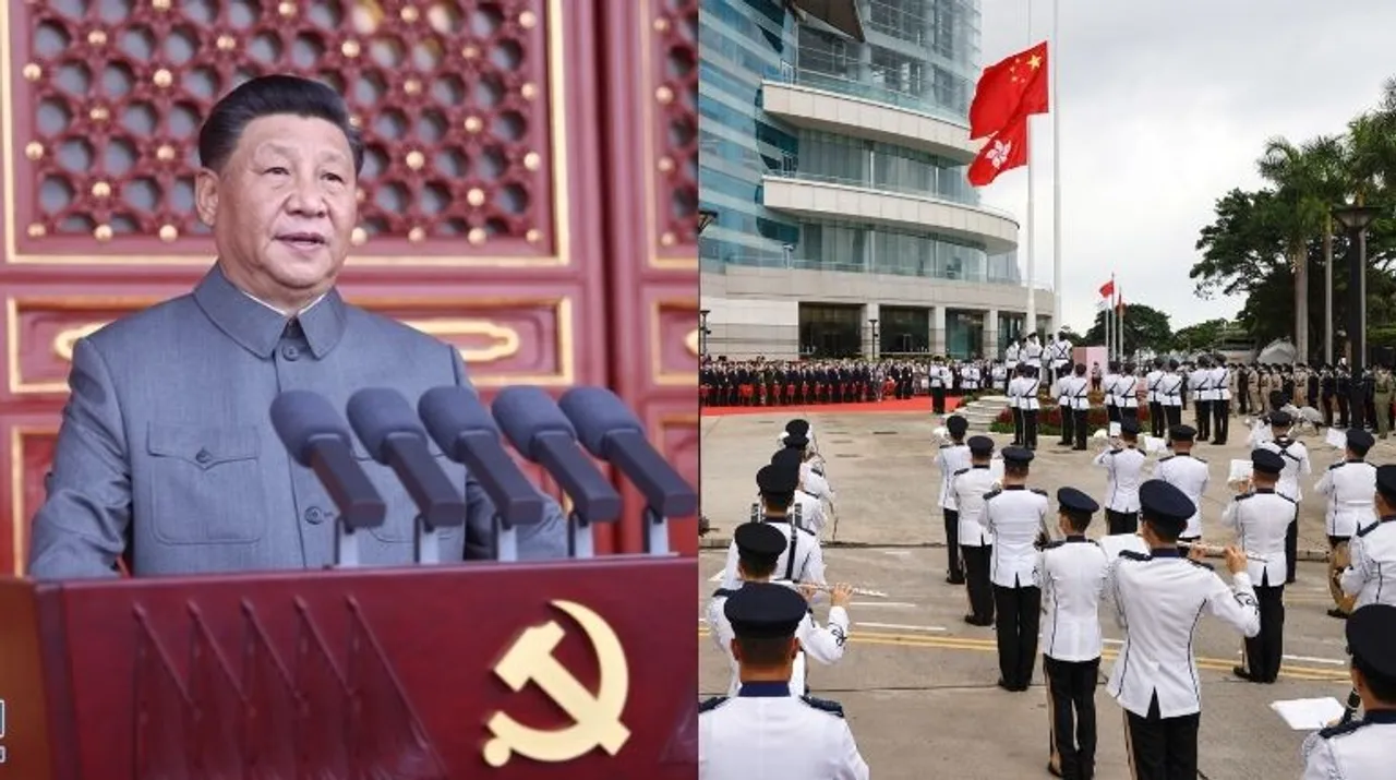  Chinese President Xi Jinping speaks at the medal award ceremony marking the 100th founding anniversary of the Communist Party of China, at the Great Hall of the People in Beijing, China Photograph:(Agencies) 