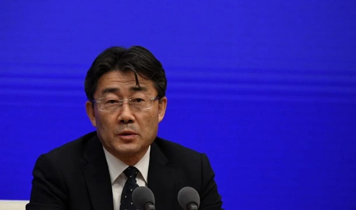  Director of the Chinese Center for Disease Control and Prevention Gao Fu speaks during the State Council Information Office press conference in Beijing Photograph:(AFP) 