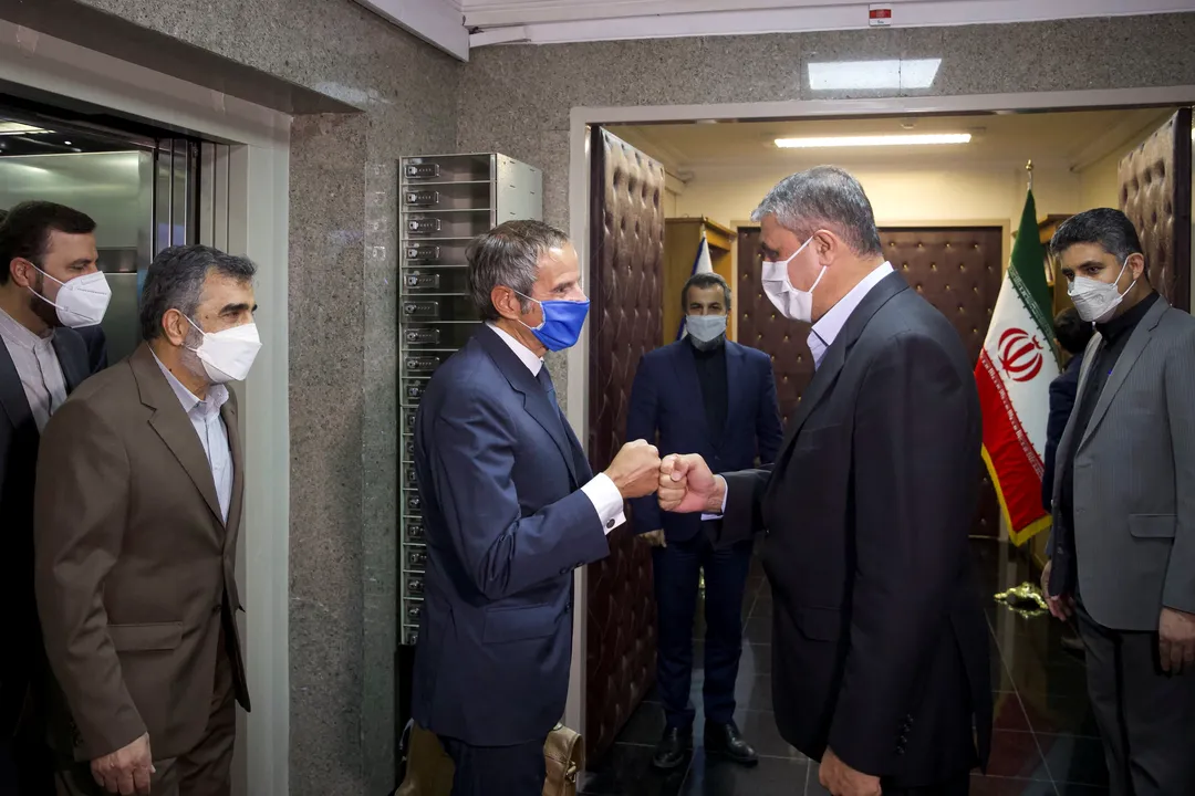  IAEA Director General Grossi meets with head of Iran''s Atomic Energy Organization Eslami, in Tehran Photograph:(Reuters) 