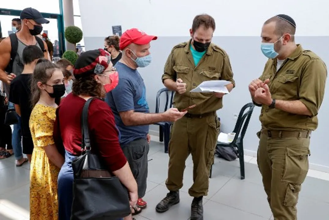  Israelis arrive to have their children undergo Covid-19 antibody testing  Photograph:(AFP) 