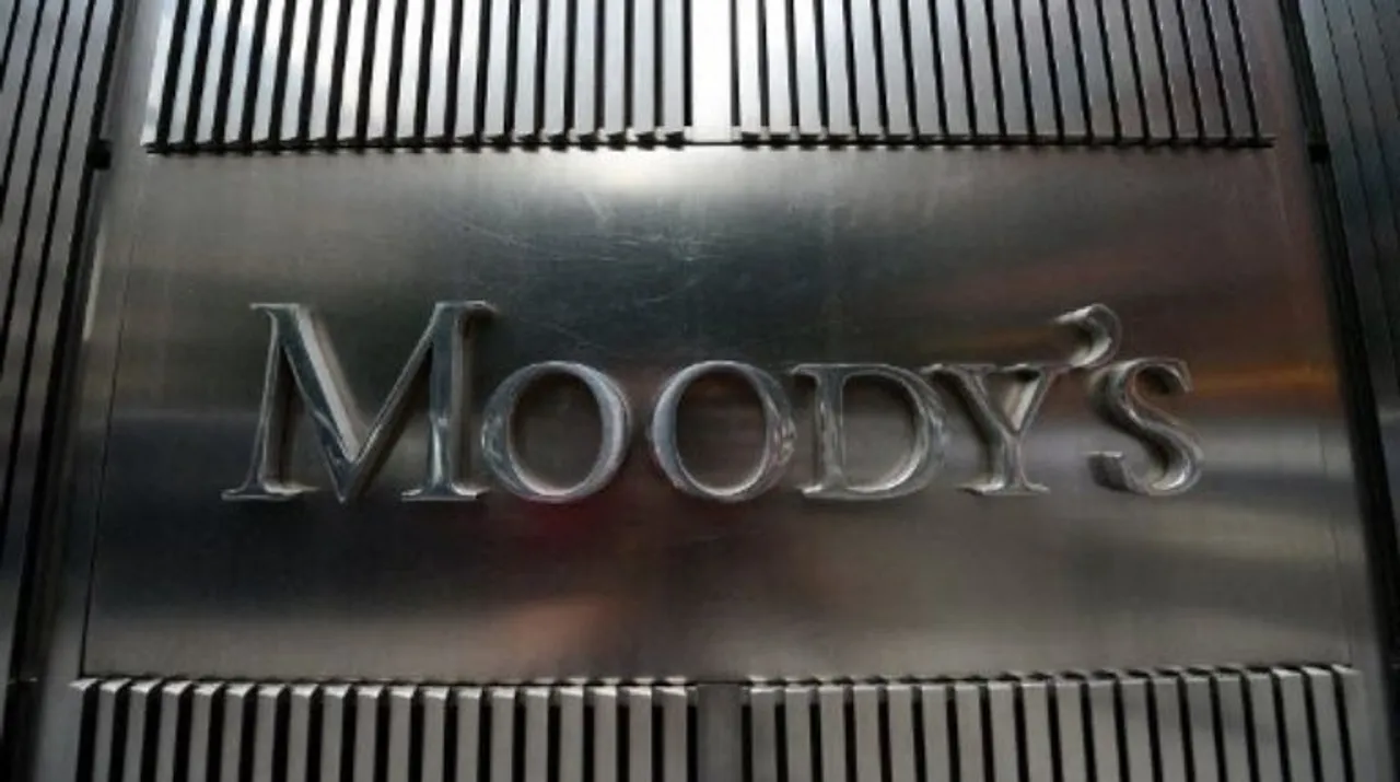  A sign for Moody's rating agency is displayed at the company headquarters in New York. Photograph:(AFP) 