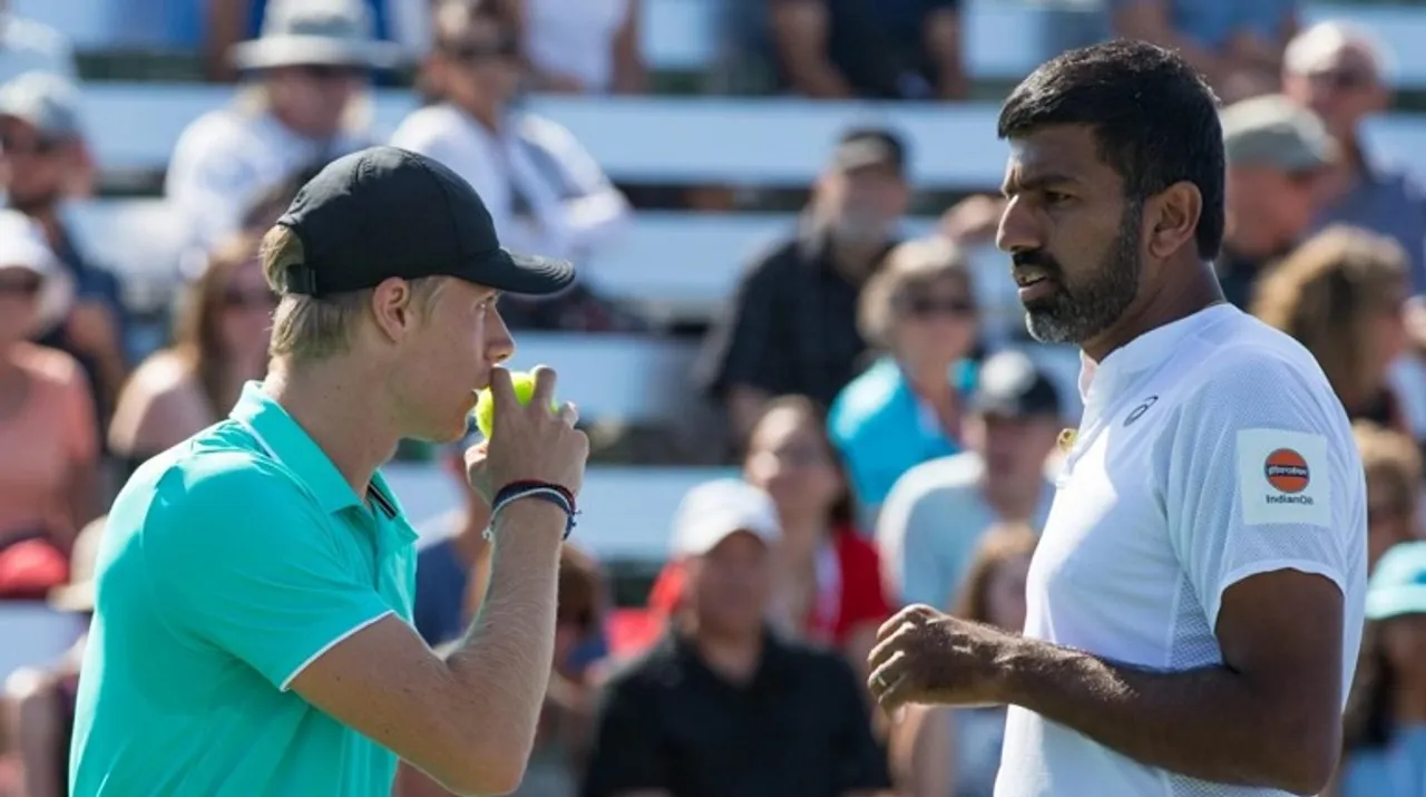  Bopanna and Shapovalov will now face Koolhof-Skupski for a place in the semifinals. Photograph:(AFP) 