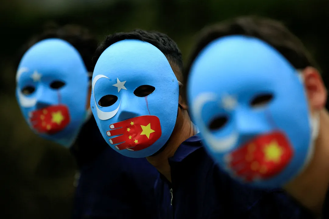  China Uyghurs protest Photograph:(Reuters) 