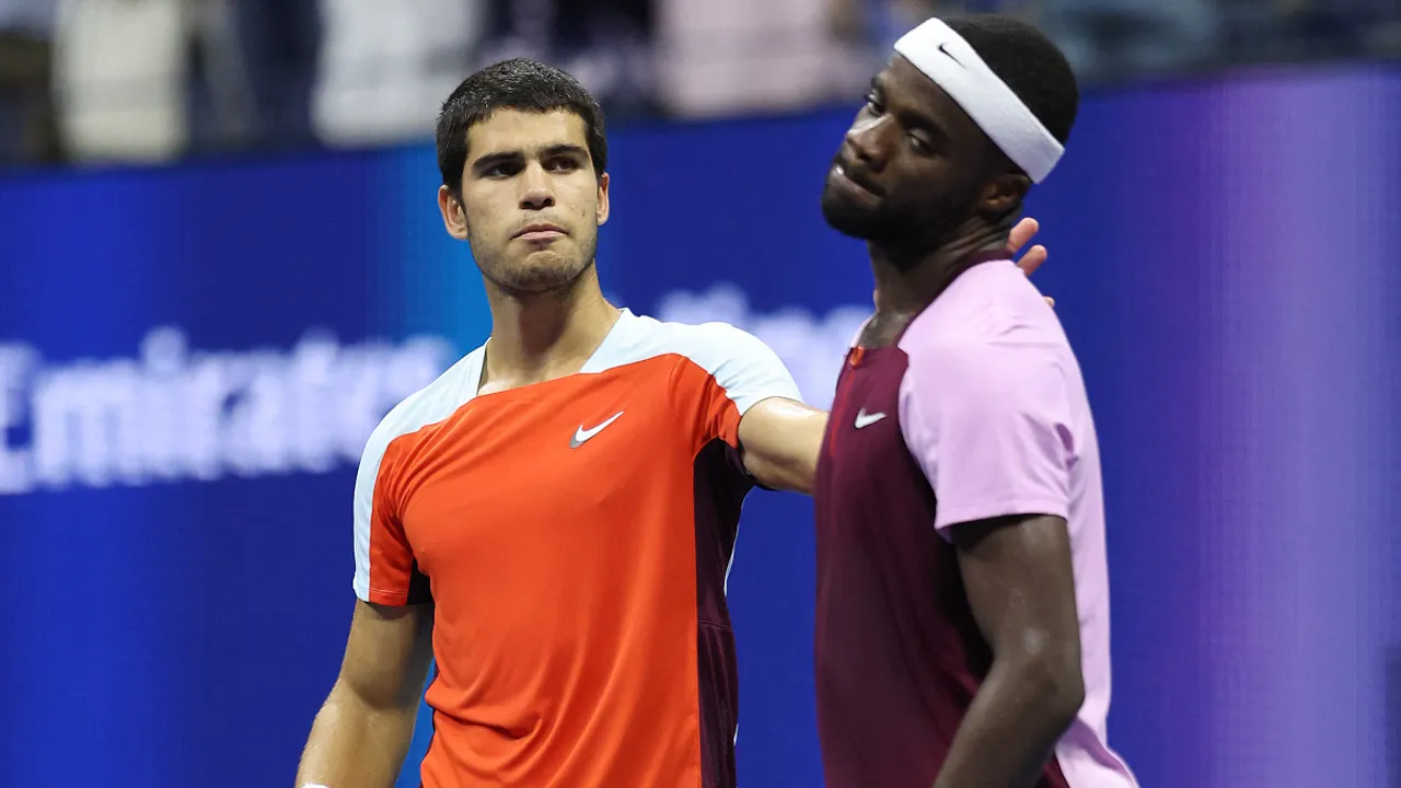  Carlos Alcaraz defeated Frances Tiafoe in a hard-fought clash to reach US Open final. Photograph:(AFP) 