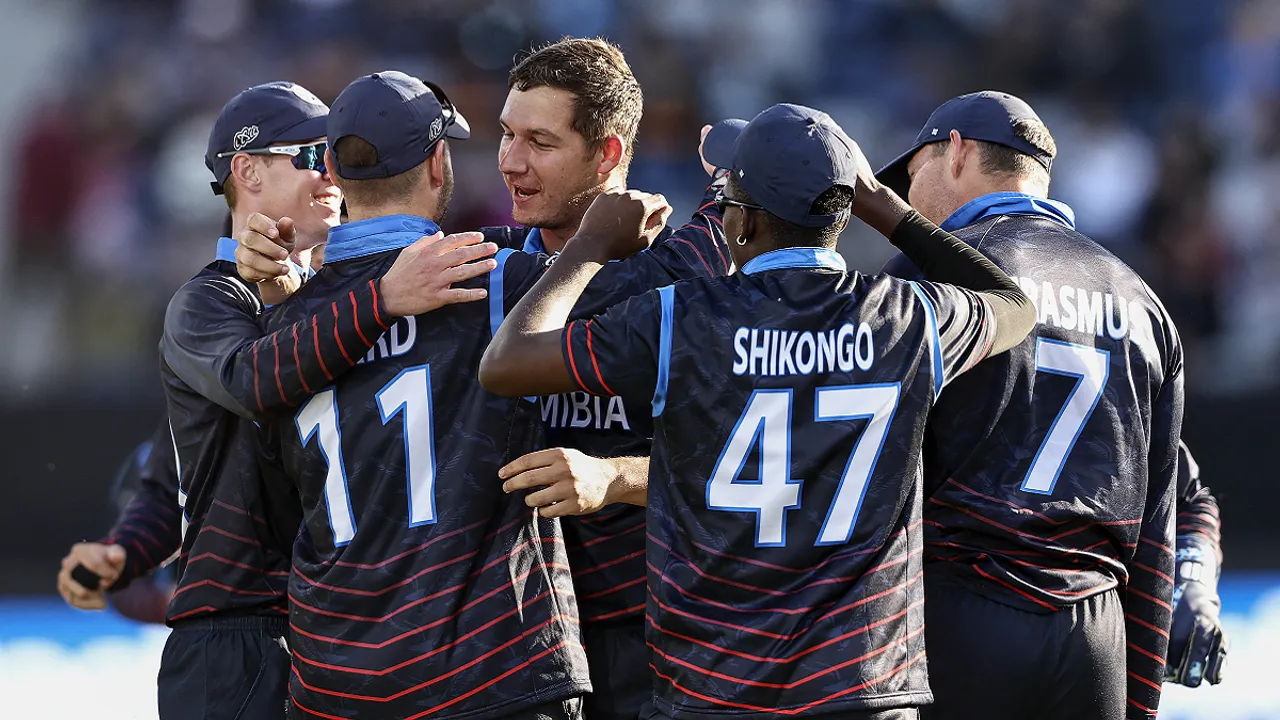  Namibia beat Sri Lanka by 55 runs in the T20 World Cup 2022 on Sunday. Photograph:(AFP) 