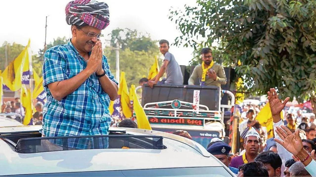  Delhi Chief Minister Arvind Kejriwal during an election trail in Gujarat Photograph:(PTI) 