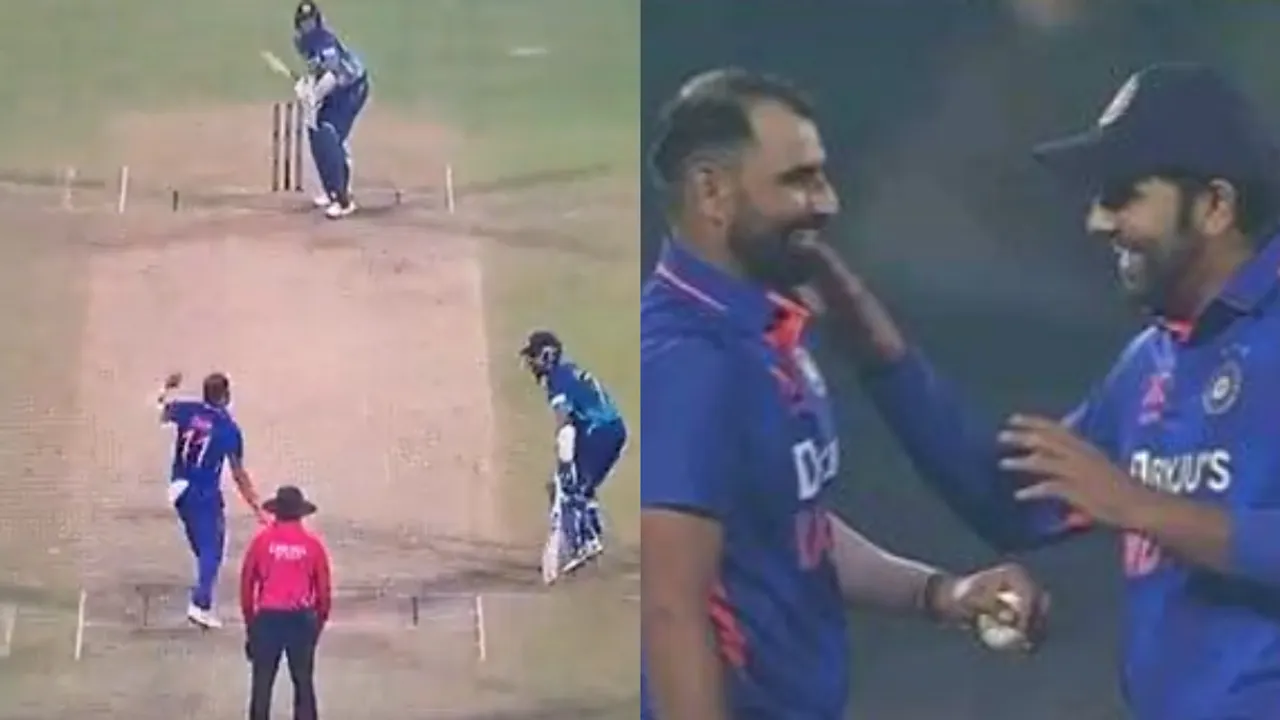  Screengrab of the moment Shami ran Shanaka out on the non-striker's end Photograph:(X) 
