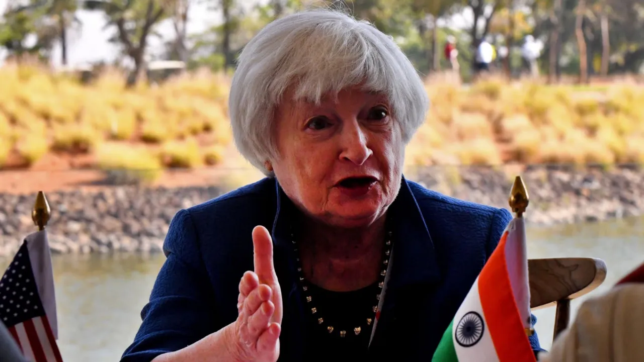  US Treasury Secretary Janet Yellen speaks with leaders during G20 meet. Photograph:(Reuters) 