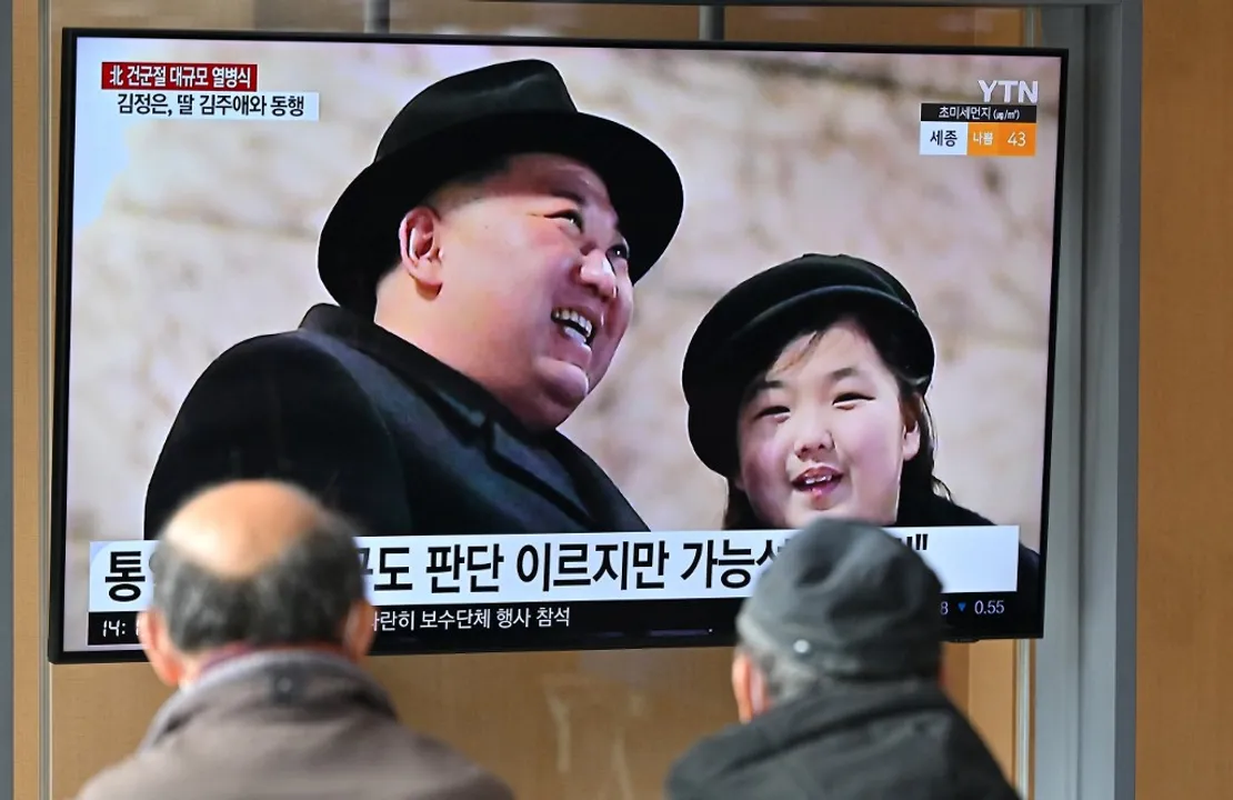   North Korean leader Kim Jong Un (L) and his daughter  Photograph:(AFP) 