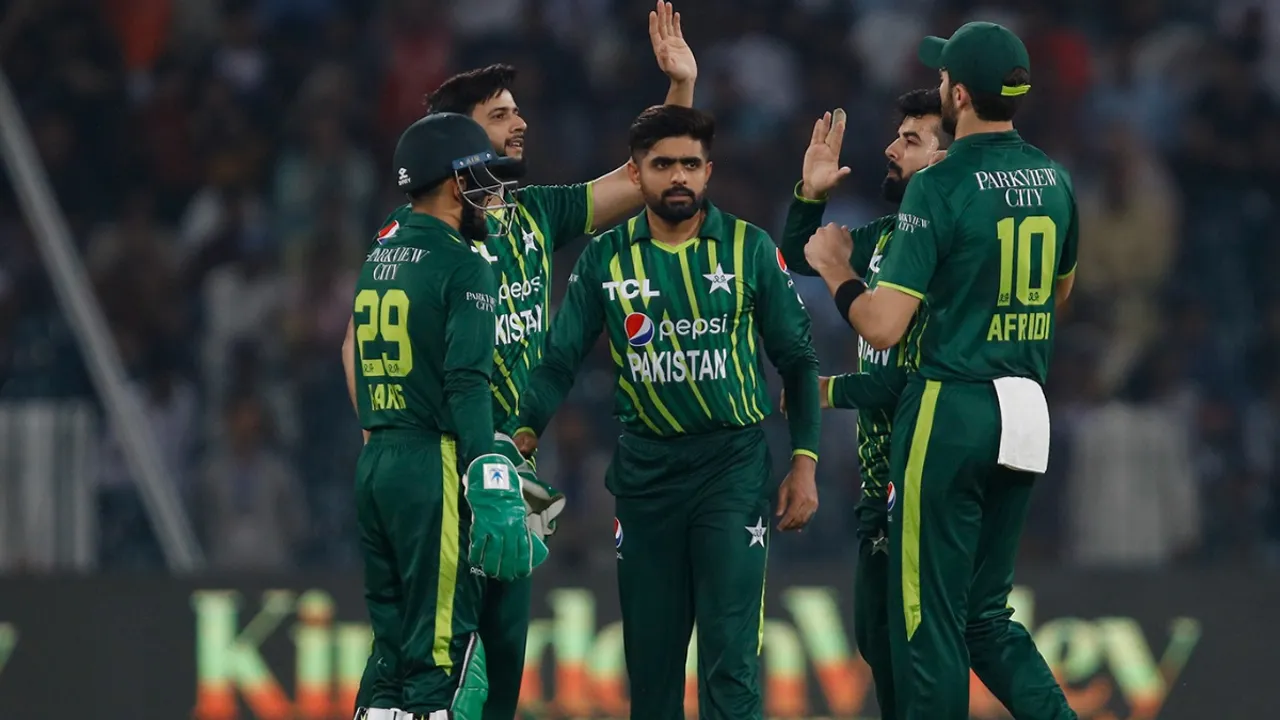  A file picture of former Pak skipper Babar Azam (in middle) 